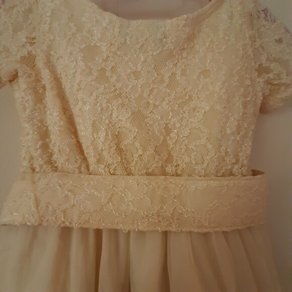 Vtg Girls sz 10 FULL CIRCLE Ivory Off-White Lace & Sheer Dress - Maya and Me USA - Picture 11 of 12